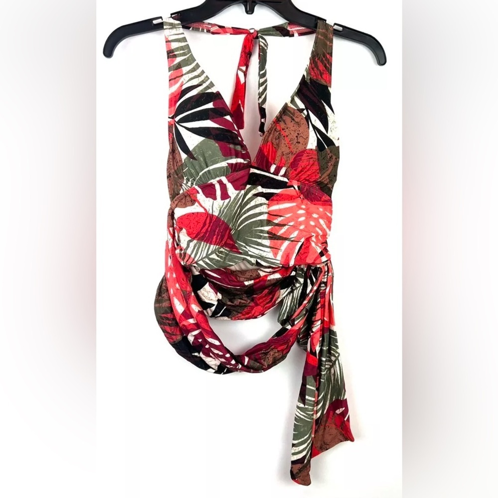 Carmen Marc Valvo Women’s Red Multi Tie Back One Piece Swimsuit Size Small